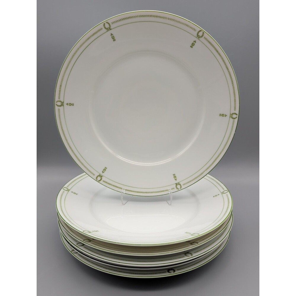 Vtg Rosenthal Kronach Germany 6 Dinner Plates Pattern 1353 Green Laurel Wreath